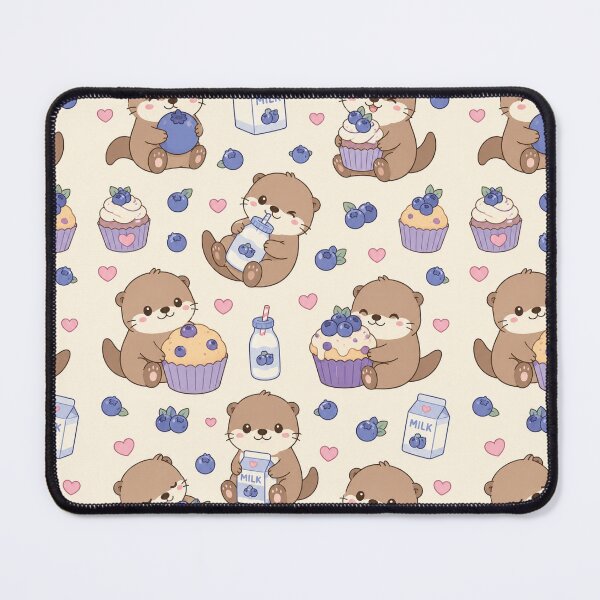 Item preview, Otter Blueberry Dessert Kawaii Pattern designed and sold by Soft Berry Studio.