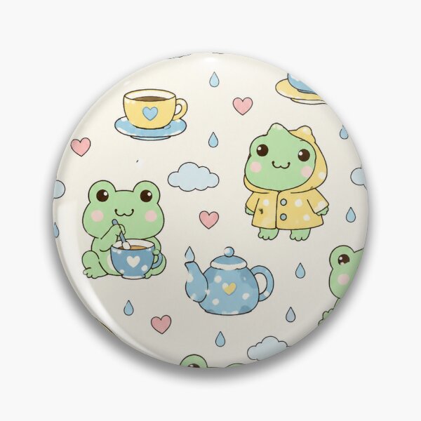 Item preview, Frog Rainy Tea Time Kawaii Pattern designed and sold by Soft Berry Studio.