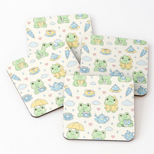 Item preview, Frog Rainy Tea Time Kawaii Pattern designed and sold by Soft Berry Studio.