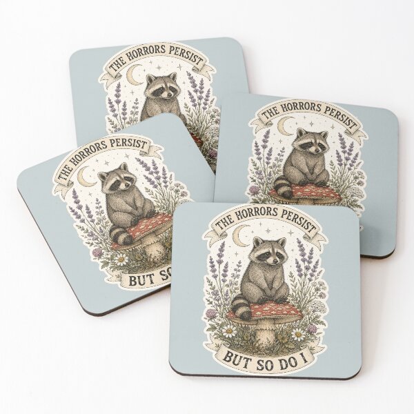 Item preview, The Horrors Persist But So Do I Raccoon Mushroom designed and sold by oldpussboss.