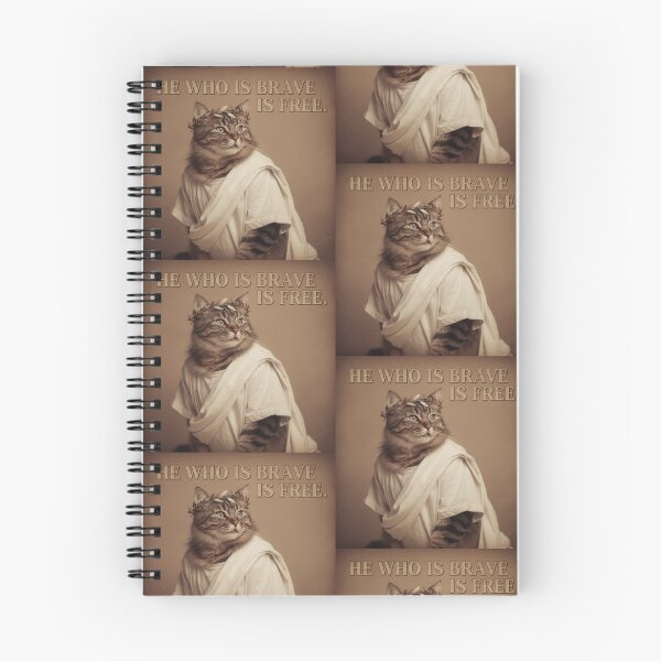 Item preview, Stoic Cat Philosopher Seneca Quote – “He Who Is Brave Is Free” Roman Inspired Wisdom Vintage Artwork designed and sold by Donsean22.