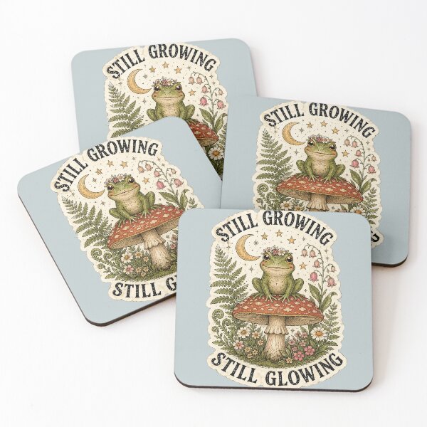 Item preview, Still Growing Still Glowing Frog Mushroom Cottagecore designed and sold by oldpussboss.