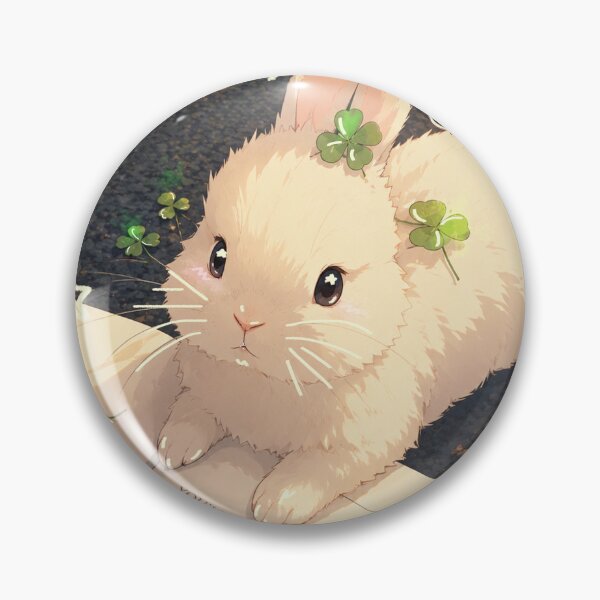 Item preview, Cute Anime Bunny with Lucky Clovers | Cottagecore Aesthetic designed and sold by Sianheszartt.