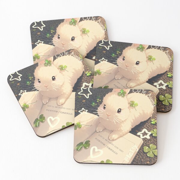 Item preview, Cute Anime Bunny with Lucky Clovers | Cottagecore Aesthetic designed and sold by Sianheszartt.