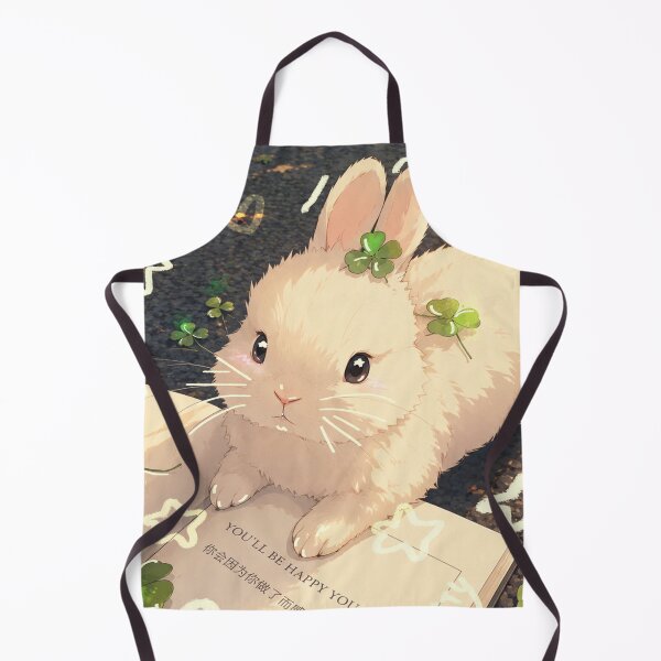 Item preview, Cute Anime Bunny with Lucky Clovers | Cottagecore Aesthetic designed and sold by Sianheszartt.