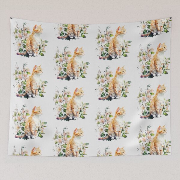 Item preview, Whimsical Cat Among Flowers designed and sold by FloreDreamStudio.