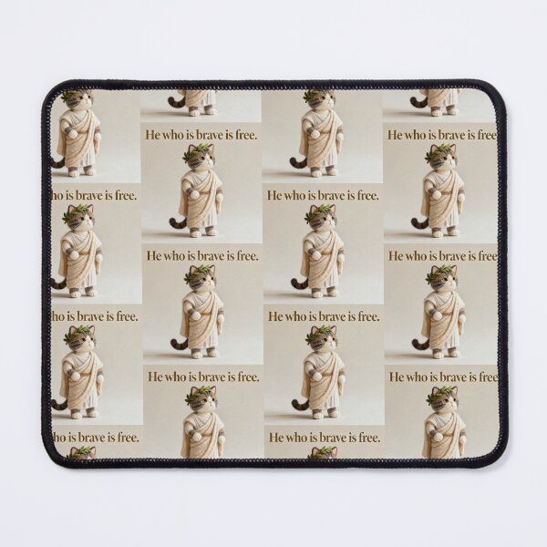 Item preview, Stoic Cat Philosopher Seneca Quote – “He Who Is Brave Is Free” Roman Inspired Wisdom Wool Artwork designed and sold by Donsean22.