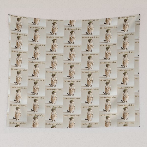 Item preview, Stoic Cat Philosopher Seneca Quote – “He Who Is Brave Is Free” Roman Inspired Wisdom Wool Artwork designed and sold by Donsean22.