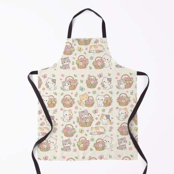 Item preview, Cozy Cat Flower Basket Kawaii Pattern designed and sold by Soft Berry Studio.