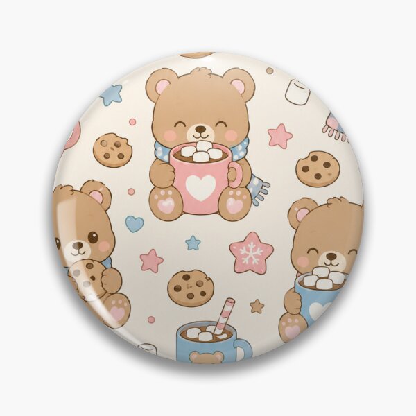 Item preview, Teddy Bear Hot Chocolate Kawaii Pattern designed and sold by Soft Berry Studio.