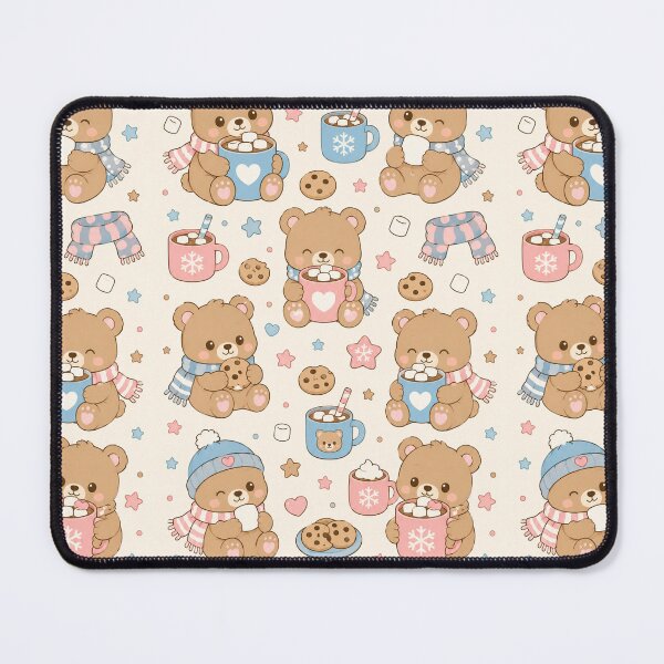 Item preview, Teddy Bear Hot Chocolate Kawaii Pattern designed and sold by Soft Berry Studio.