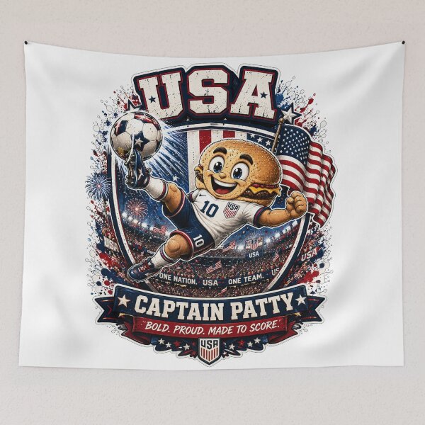 Item preview, USA Captain Patty Football Mascot Sticker | American Soccer Fan Design designed and sold by Snackwave Ninety.