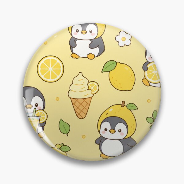 Item preview, Penguin Lemon Dessert Kawaii Pattern designed and sold by Soft Berry Studio.