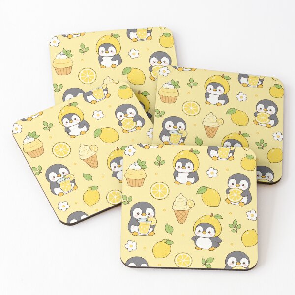 Item preview, Penguin Lemon Dessert Kawaii Pattern designed and sold by Soft Berry Studio.