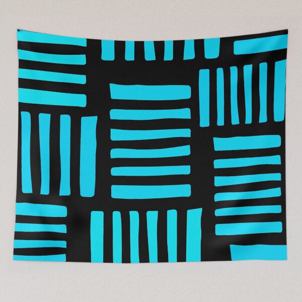 Artikelvorschau, Aqua und Blau Streulinienmuster auf Schwarz entworfen und verkauft von DEC02.