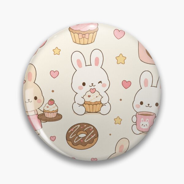 Item preview, Bunny Cozy Bakery Kawaii Pattern designed and sold by Soft Berry Studio.