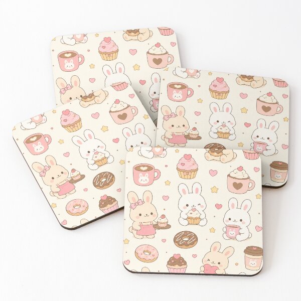Item preview, Bunny Cozy Bakery Kawaii Pattern designed and sold by Soft Berry Studio.