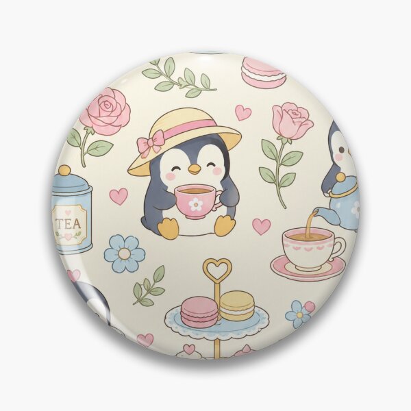 Item preview, Penguin Tea Garden Kawaii Pattern designed and sold by Soft Berry Studio.