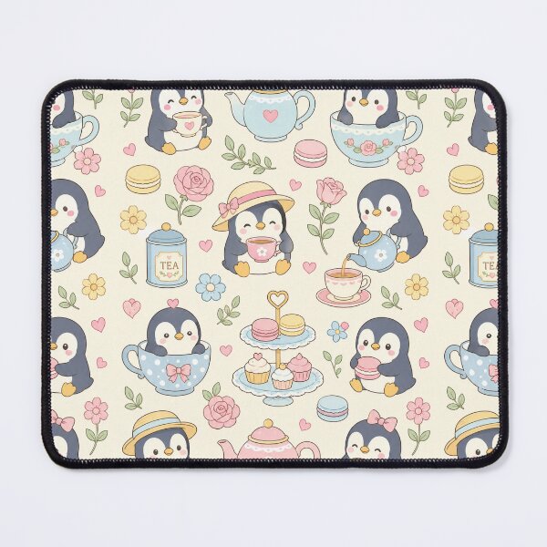 Item preview, Penguin Tea Garden Kawaii Pattern designed and sold by Soft Berry Studio.