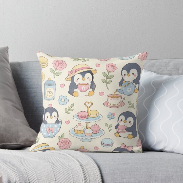 Item preview, Penguin Tea Garden Kawaii Pattern designed and sold by Soft Berry Studio.