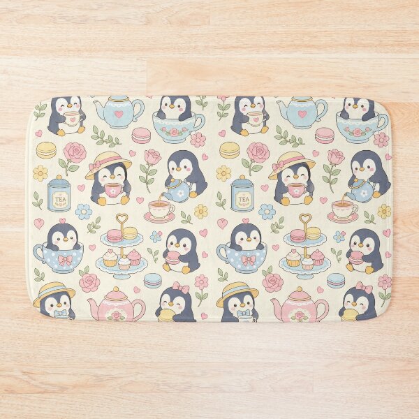 Item preview, Penguin Tea Garden Kawaii Pattern designed and sold by Soft Berry Studio.