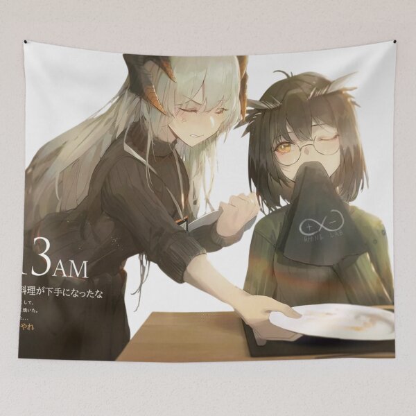 Item preview, Saria And Silence Eating Breakfast Arknights designed and sold by KomiArts.