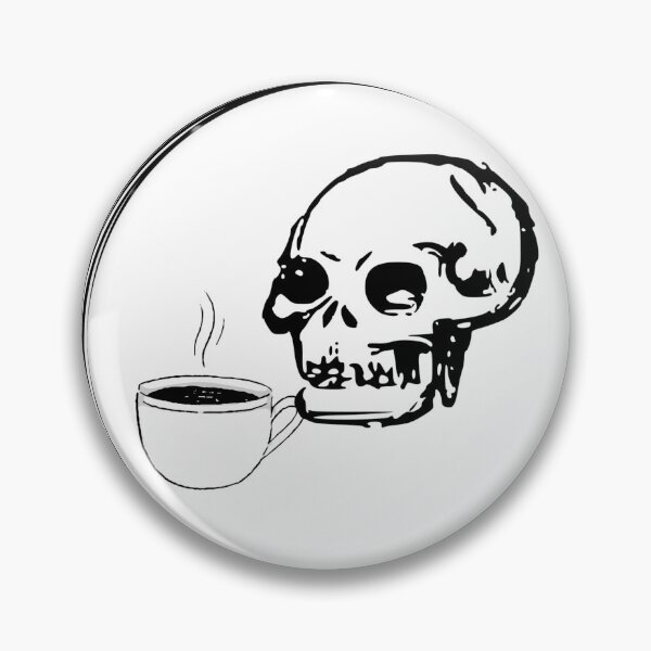 Item preview, My Morning Spiritual Ritual Skull Drinking Coffee Vintage Badge designed and sold by SOOOMINO.