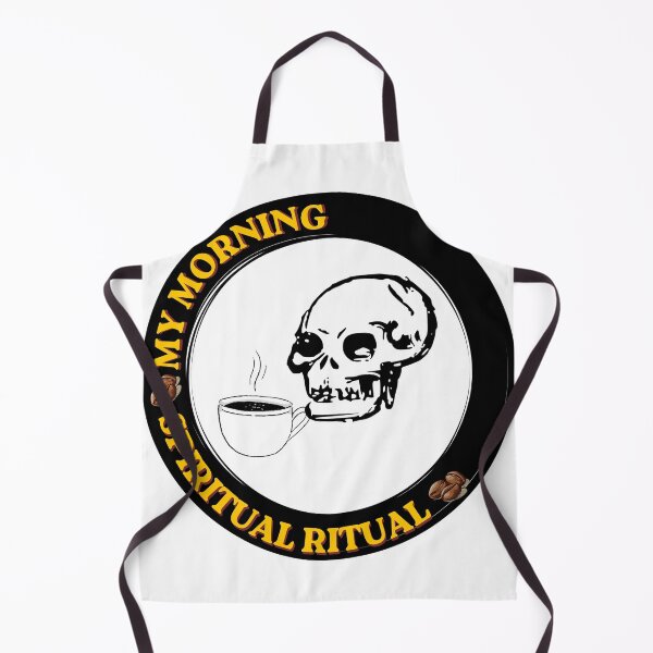 Item preview, My Morning Spiritual Ritual Skull Drinking Coffee Vintage Badge designed and sold by SOOOMINO.