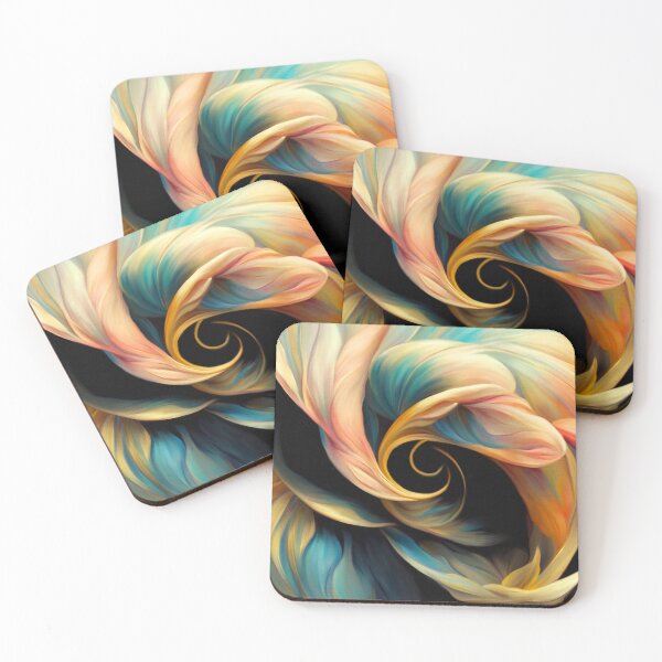 Item preview, Classic Golden And Aqua Floral Swirls Abstract Painting  designed and sold by DEC02.