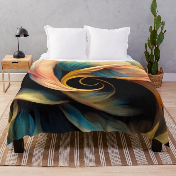 Item preview, Classic Golden And Aqua Floral Swirls Abstract Painting designed and sold by DEC02.
