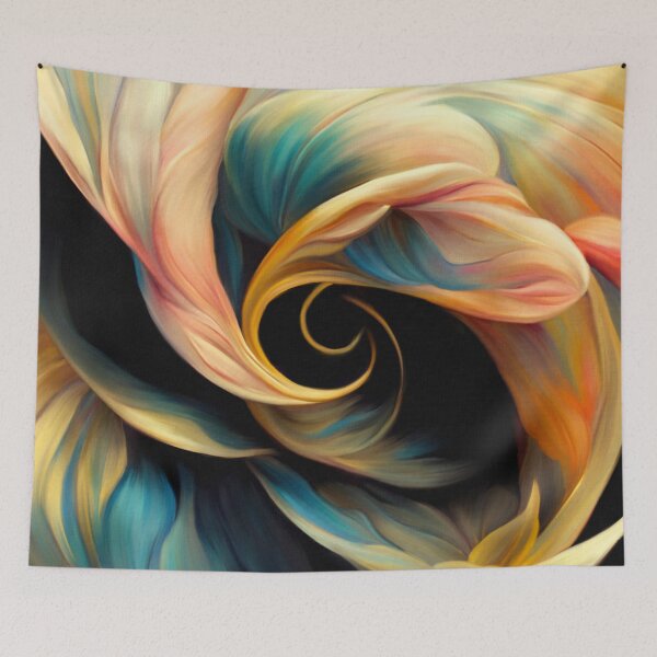 Item preview, Classic Golden And Aqua Floral Swirls Abstract Painting  designed and sold by DEC02.