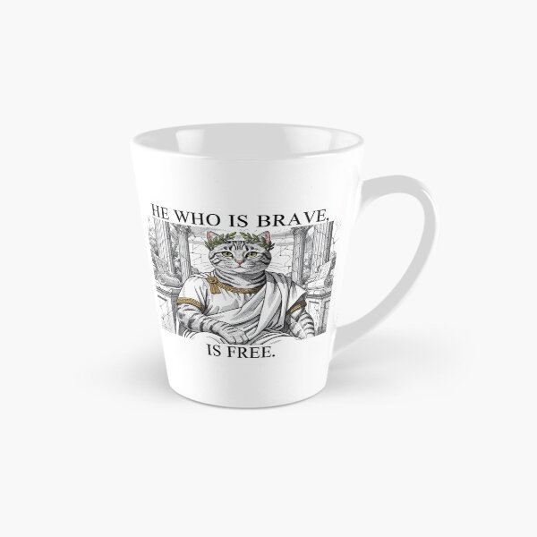 Item preview, Stoic Cat Philosopher Wise Seneca Quote – “He Who Is Brave Is Free” Roman Inspired Wisdom Cool Drawing Artwork designed and sold by Donsean22.