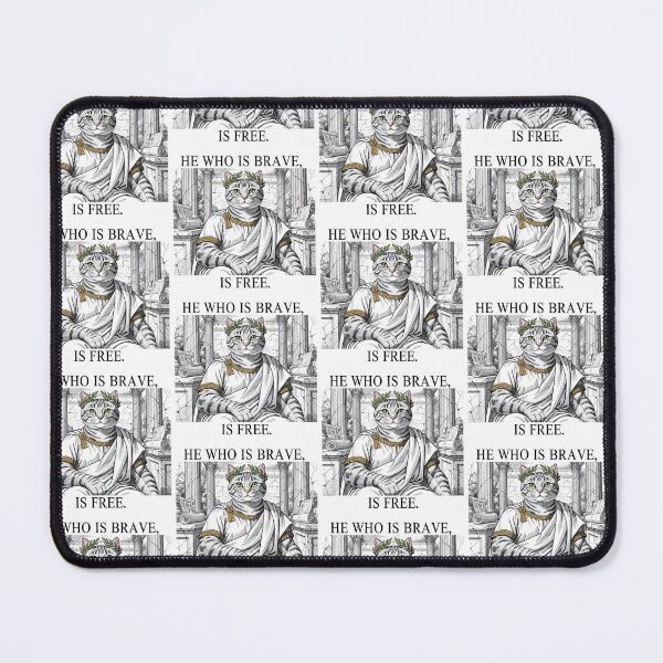 Item preview, Stoic Cat Philosopher Wise Seneca Quote – “He Who Is Brave Is Free” Roman Inspired Wisdom Cool Drawing Artwork designed and sold by Donsean22.