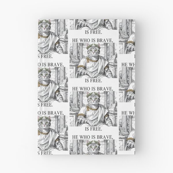 Item preview, Stoic Cat Philosopher Wise Seneca Quote – “He Who Is Brave Is Free” Roman Inspired Wisdom Cool Drawing Artwork designed and sold by Donsean22.