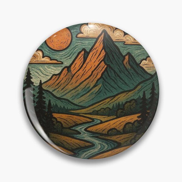 Item preview, Vintage Mountain River Landscape Sticker designed and sold by EmylDesigns.