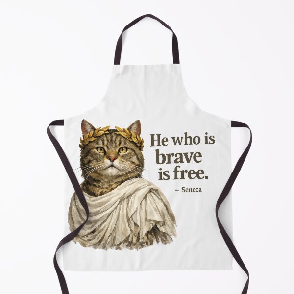 Item preview, Stoic Cat Philosopher Seneca Quote – “He Who Is Brave Is Free” Roman Empire Inspired Art designed and sold by Donsean22.