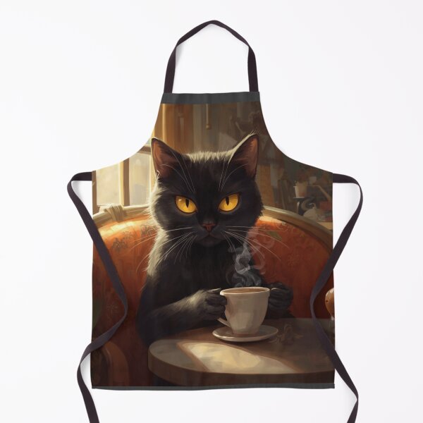 Item preview, Black Cat Coffee Time Vintage designed and sold by ubeyeart.