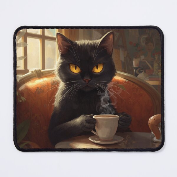 Item preview, Black Cat Coffee Time Vintage designed and sold by ubeyeart.