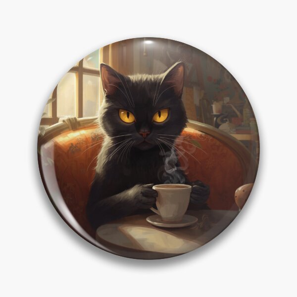 Item preview, Black Cat Coffee Time Vintage designed and sold by ubeyeart.