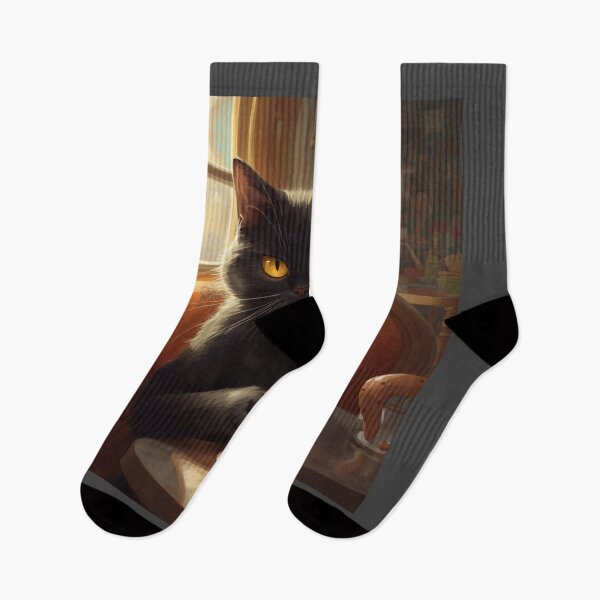 Item preview, Black Cat Coffee Time Vintage designed and sold by ubeyeart.