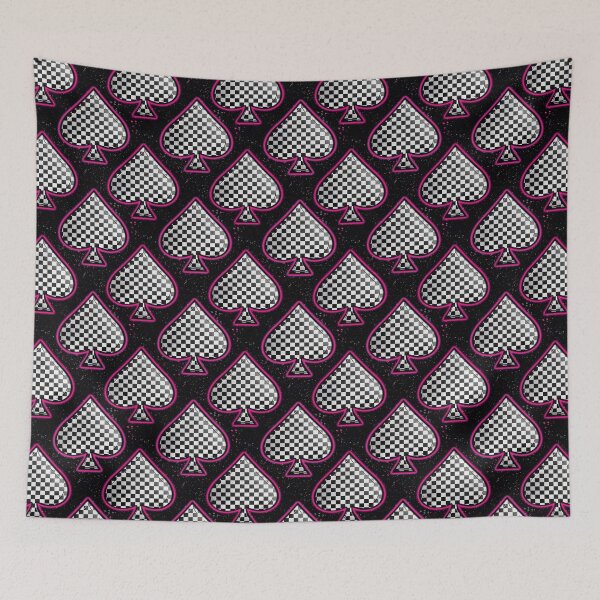 Item preview, Neon Pink Black and White Checkered Spades designed and sold by 2MomsKrafts.