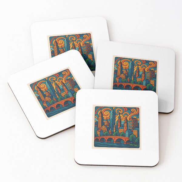 Item preview, Colorful Abstract City Skyline Art Print designed and sold by EmylDesigns.
