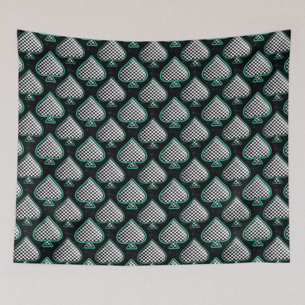 Item preview, Neon Turquoise Black and White Checkered Spades designed and sold by 2MomsKrafts.