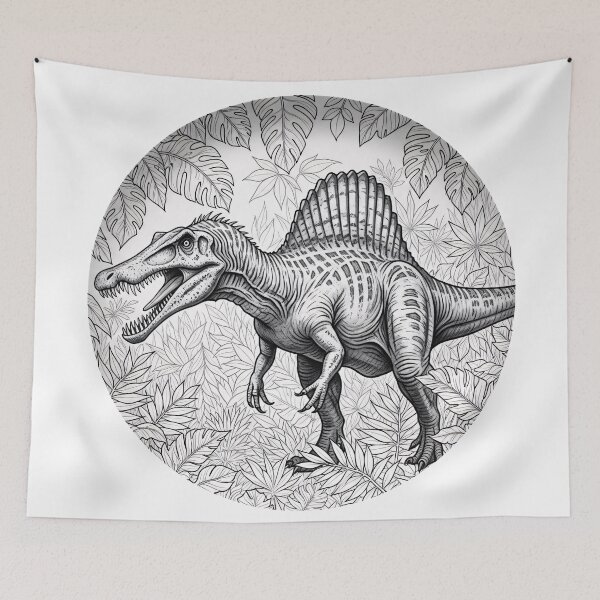 Item preview, Spinosaurus Jungle Line Art designed and sold by PixorStudio.