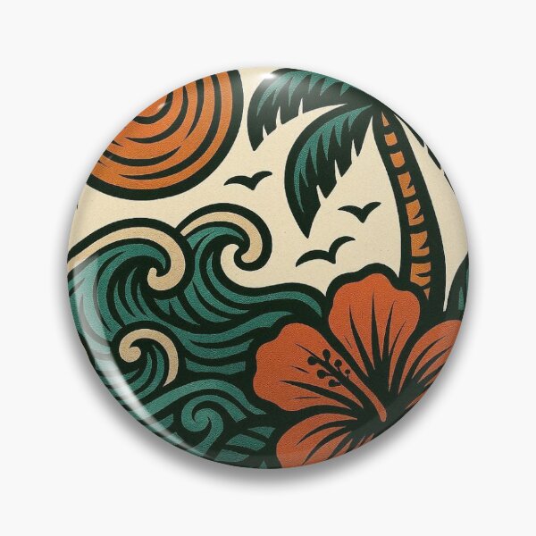 Item preview, Tropical Beach Hibiscus Retro Sticker designed and sold by EmylDesigns.