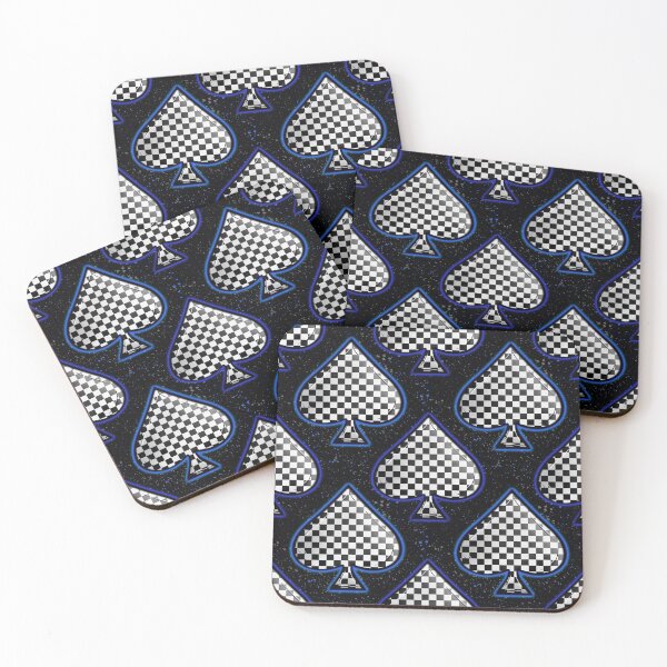 Item preview, Neon Blue Black and White Checkered Spades   designed and sold by 2MomsKrafts.