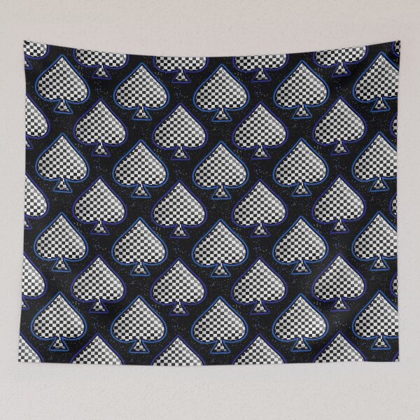 Item preview, Neon Blue Black and White Checkered Spades designed and sold by 2MomsKrafts.