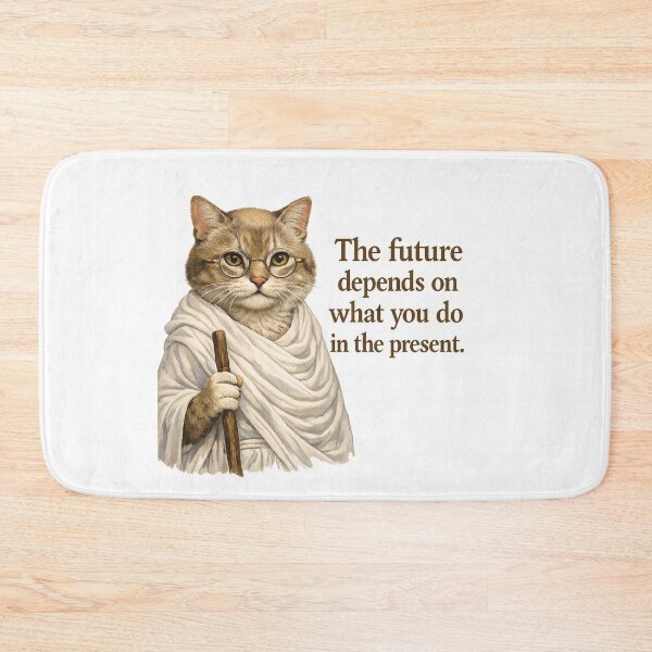Item preview, Gandhi Cat Inspirational Quote Art – The Future Depends on What We Do in the Present designed and sold by Donsean22.