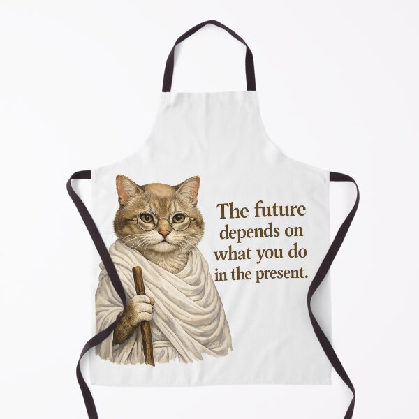 Item preview, Gandhi Cat Inspirational Quote Art – The Future Depends on What We Do in the Present designed and sold by Donsean22.