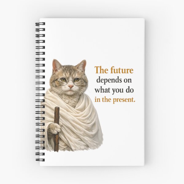 Item preview, Gandhi Inspired Cat Quote Art – The Future Depends on What We Do in the Present designed and sold by Donsean22.